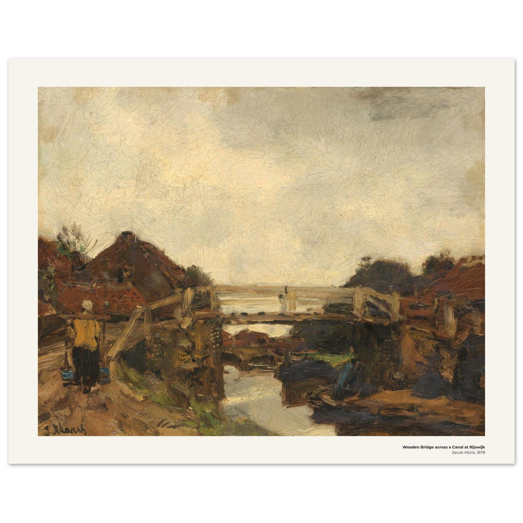 Pont de bois sur un canal à Rijswijk – Jacob Maris, reproduction d'art