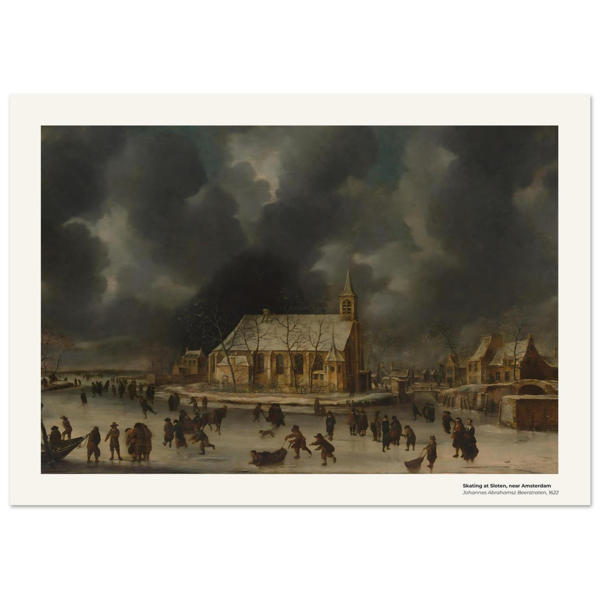 Patiner à Sloten, près d'Amsterdam – Johannes Abrahamsz Beerstraten, détail de la reproduction