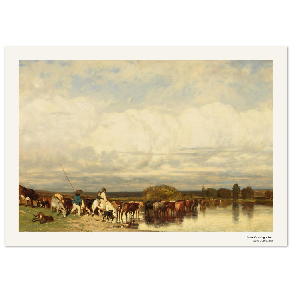 Vaches traversant un gué – Jules Dupré, détail de la reproduction