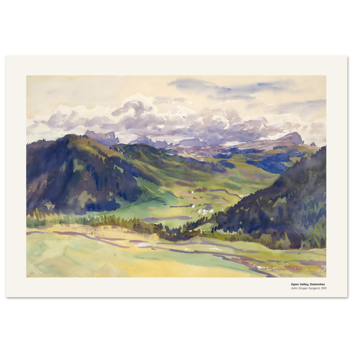 Vallée ouverte, Dolomites – John Singer Sargent, reproduction d'art