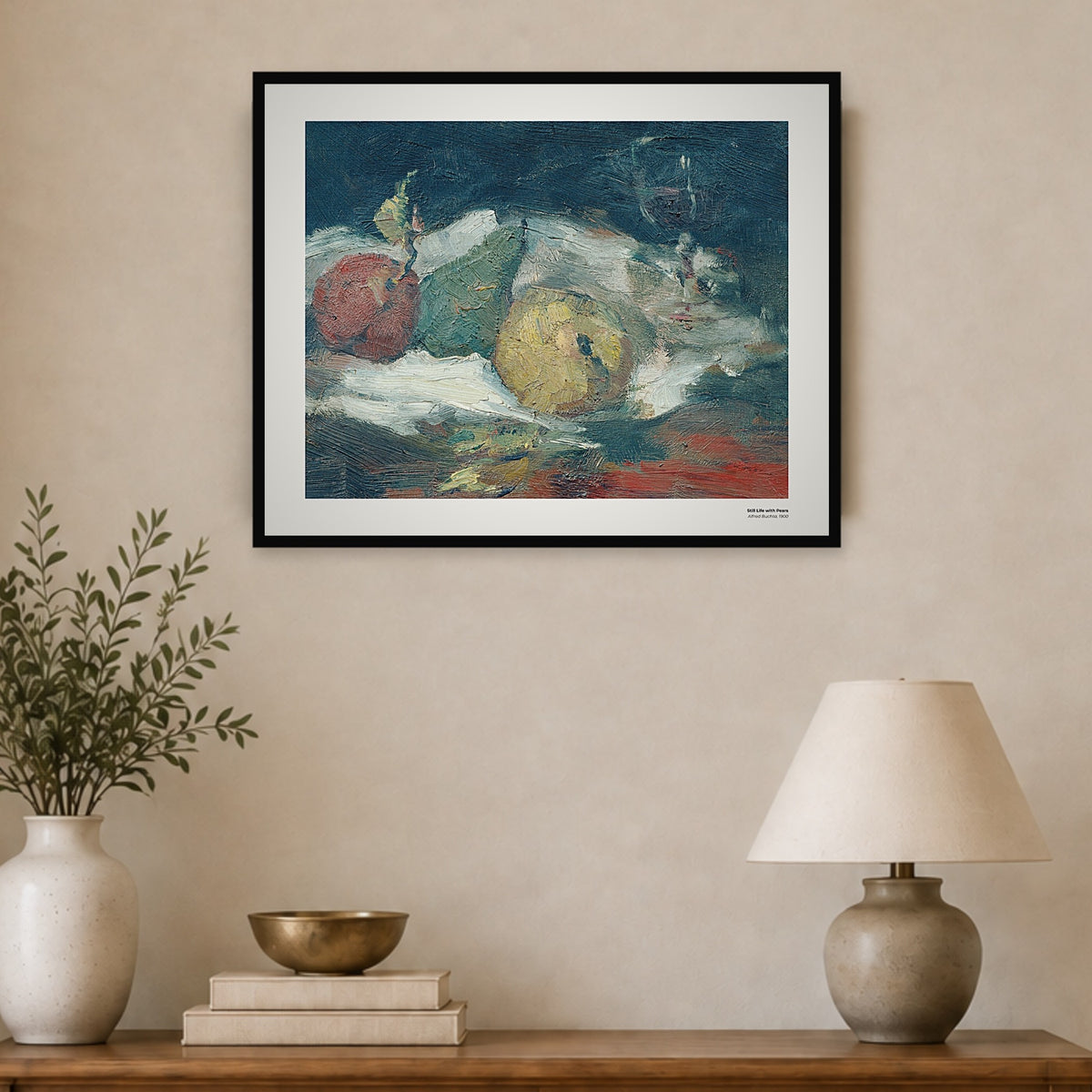 Nature morte aux poires – Alfred Buchta, aperçu encadré en situation
