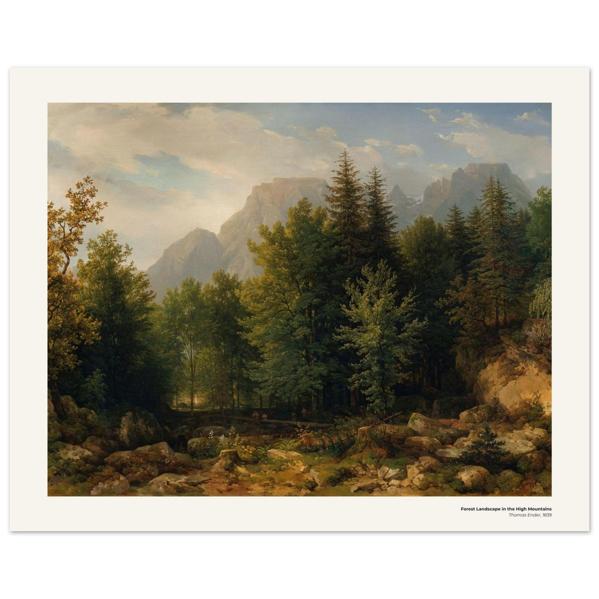 Paysage forestier en haute montagne – Thomas Ender, détail de la reproduction