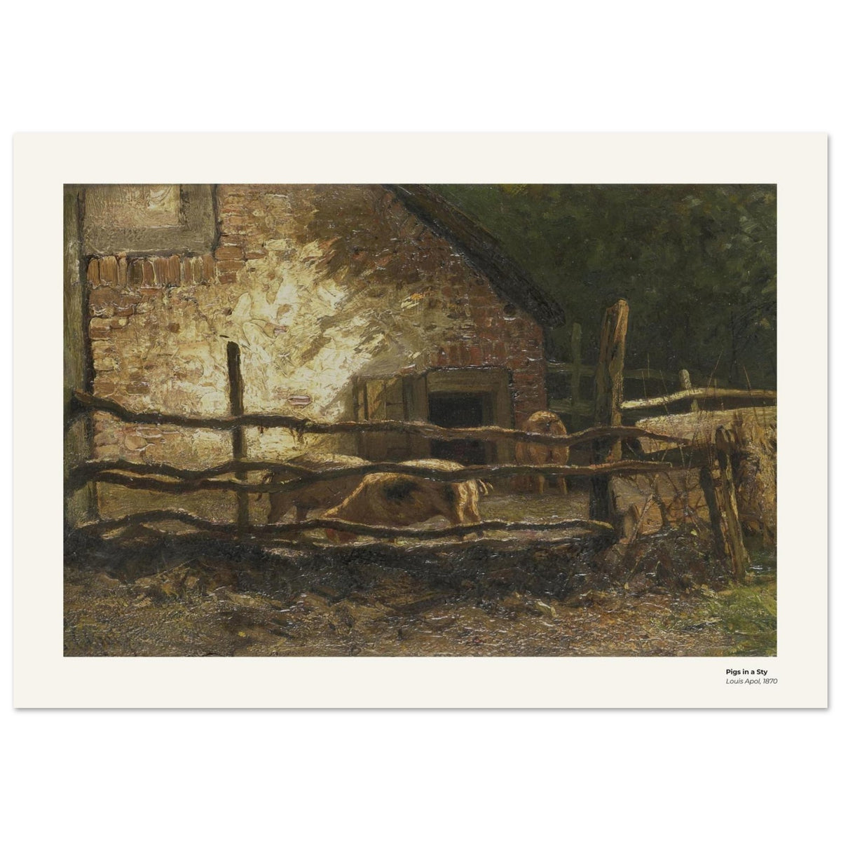 Cochons dans une porcherie – Louis Apol, reproduction d'art