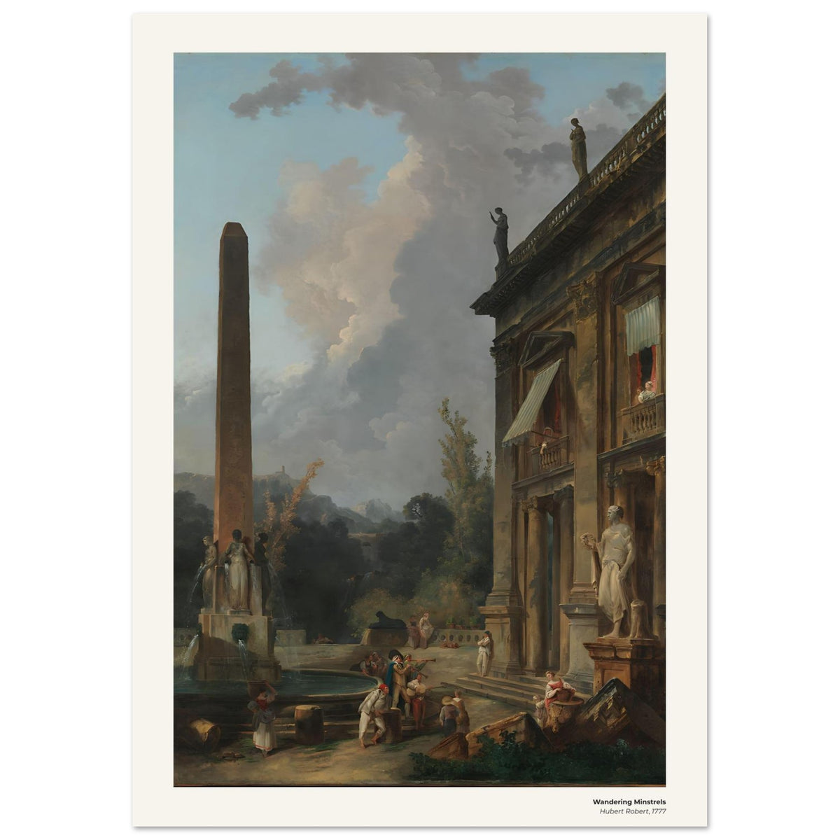 Ménestrels itinérants – Hubert Robert, détail de la reproduction