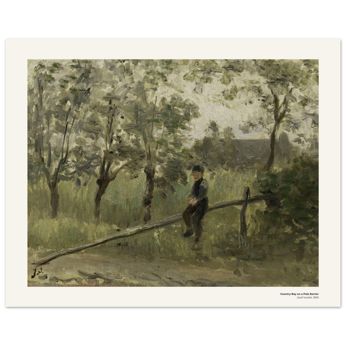Jeune paysan sur une barrière de bois – Jozef Israëls, détail de la reproduction