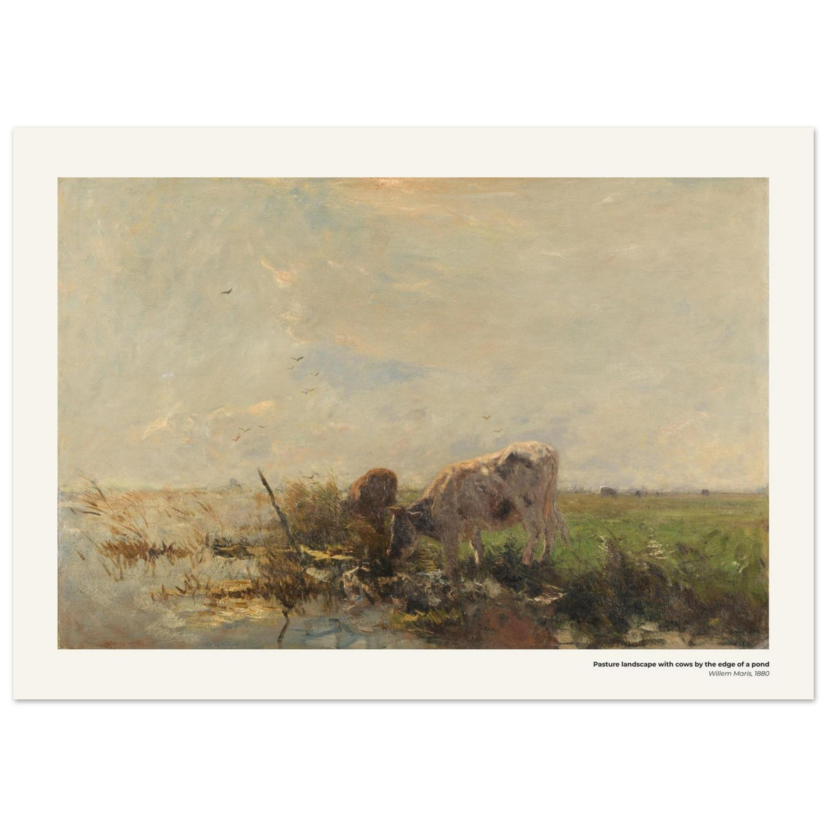 Pâturage avec vaches au bord d'une mare – Willem Maris, détail de la reproduction