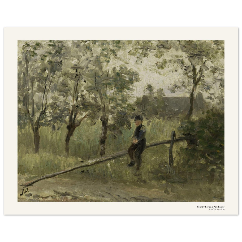 Jeune paysan sur une barrière de bois – Jozef Israëls, reproduction d'art