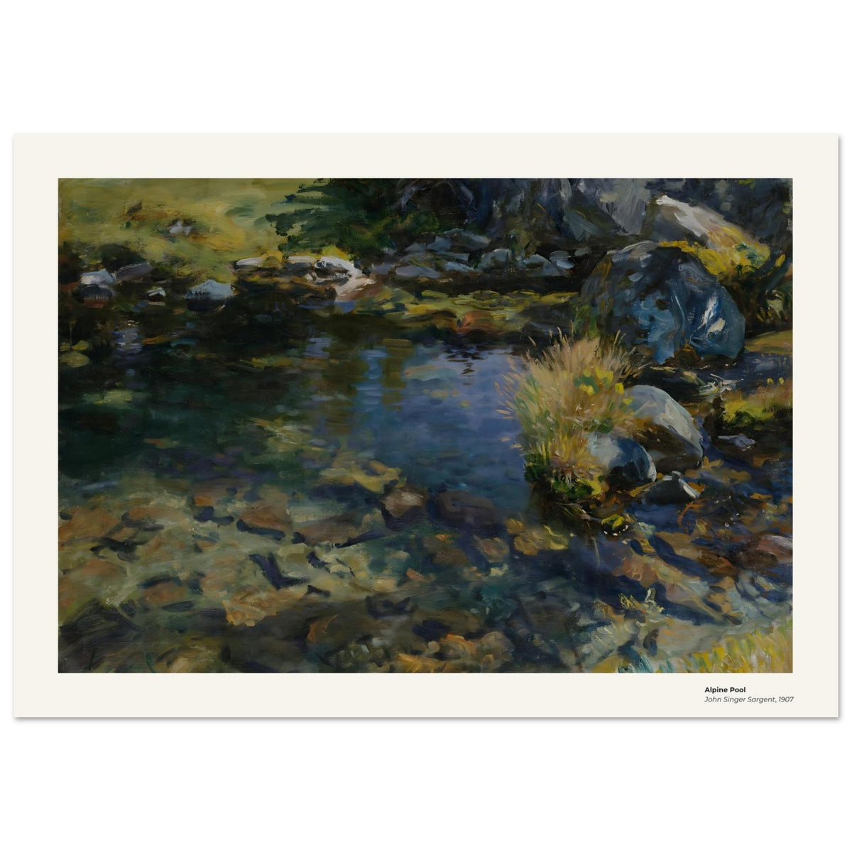 Bassin alpin – John Singer Sargent, détail de la reproduction
