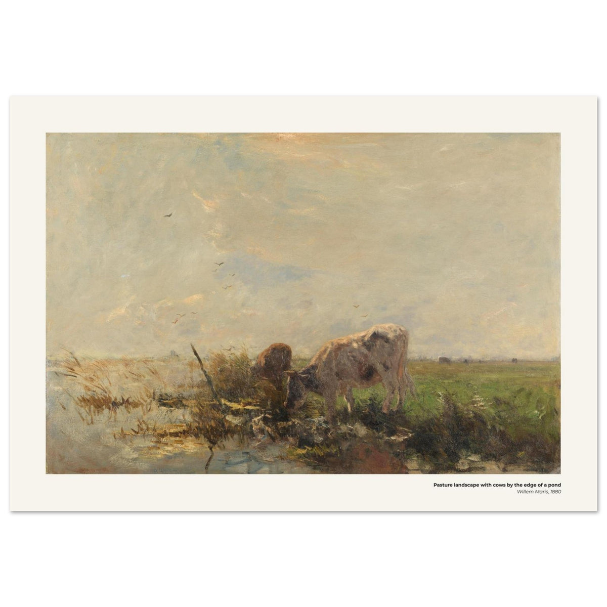 Pâturage avec vaches au bord d'une mare – Willem Maris, reproduction d'art