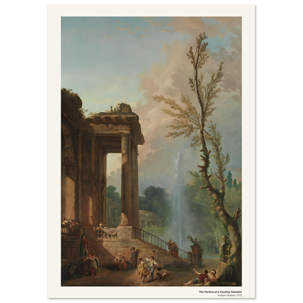 Le portique d'une demeure de campagne – Hubert Robert, détail de la reproduction