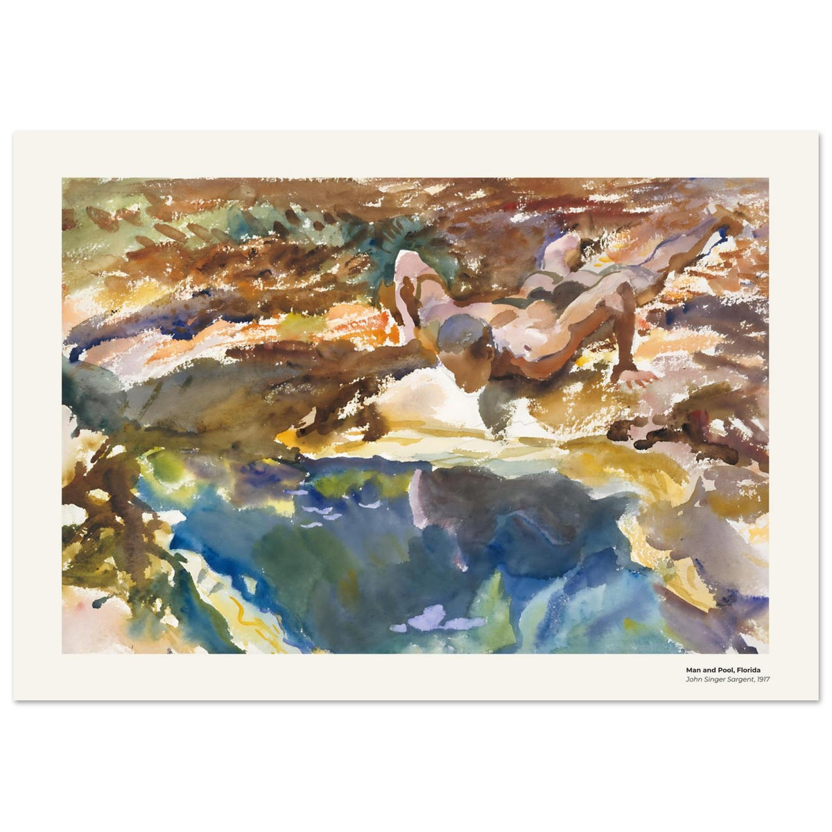 Homme et piscine, Floride – John Singer Sargent, reproduction d'art
