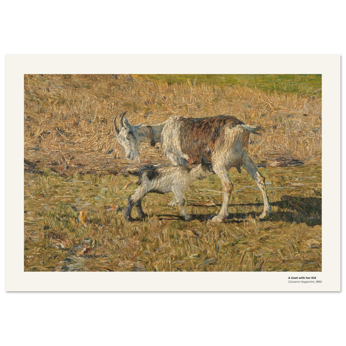 Une chèvre et son chevreau – Giovanni Segantini, détail de la reproduction