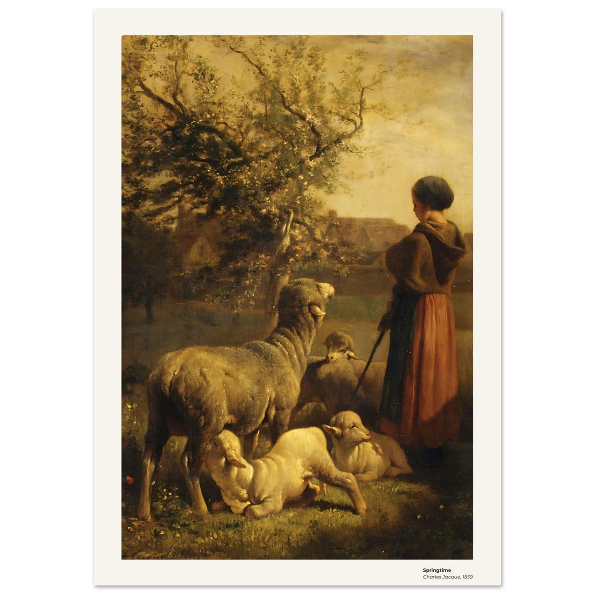 Printemps – Charles Jacque, détail de la reproduction