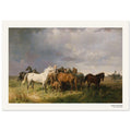 Chevaux dans la puszta – Franz Adam, reproduction d'art