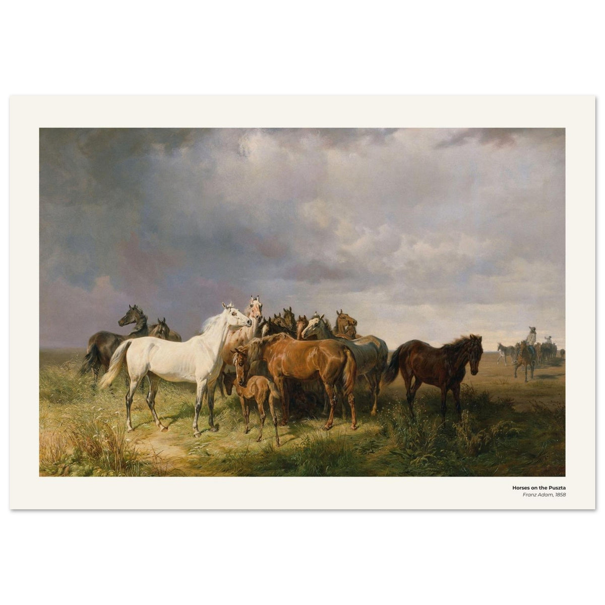 Chevaux dans la puszta – Franz Adam, reproduction d'art