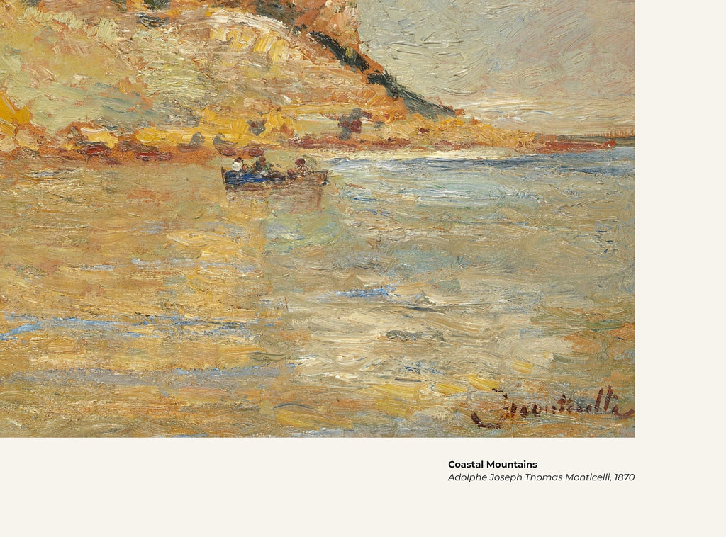 Montagnes côtières – Adolphe Joseph Thomas Monticelli, avec légende titre et artiste