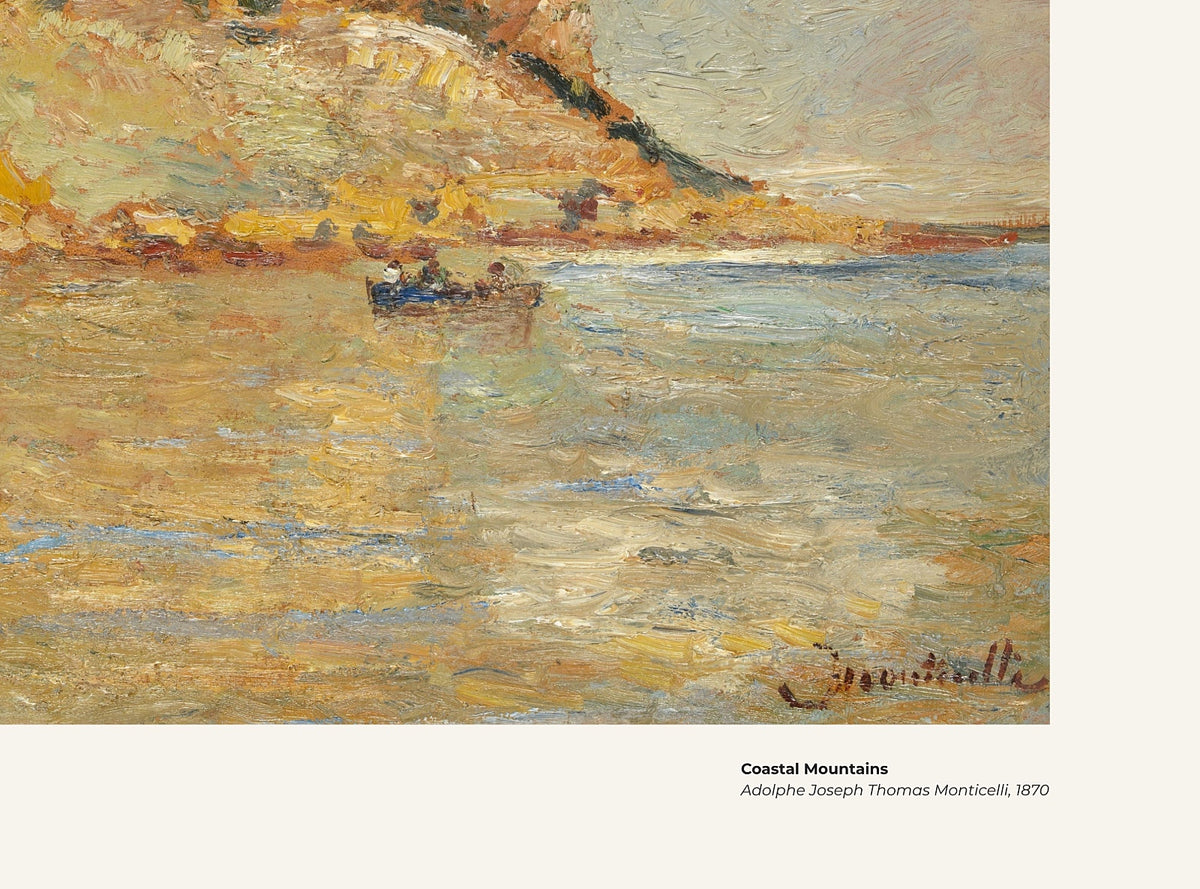 Montagnes côtières – Adolphe Joseph Thomas Monticelli, avec légende titre et artiste