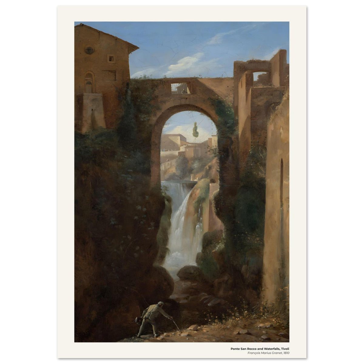 Ponte San Rocco et cascades, Tivoli – François Marius Granet, détail de la reproduction