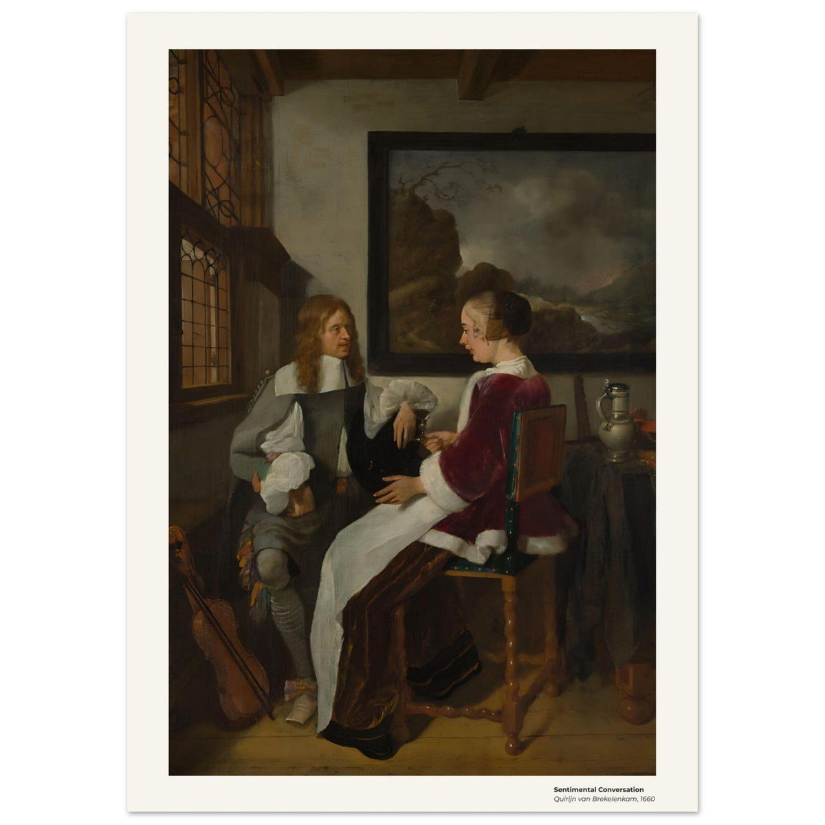 Conversation sentimentale – Quirijn van Brekelenkam, détail de la reproduction
