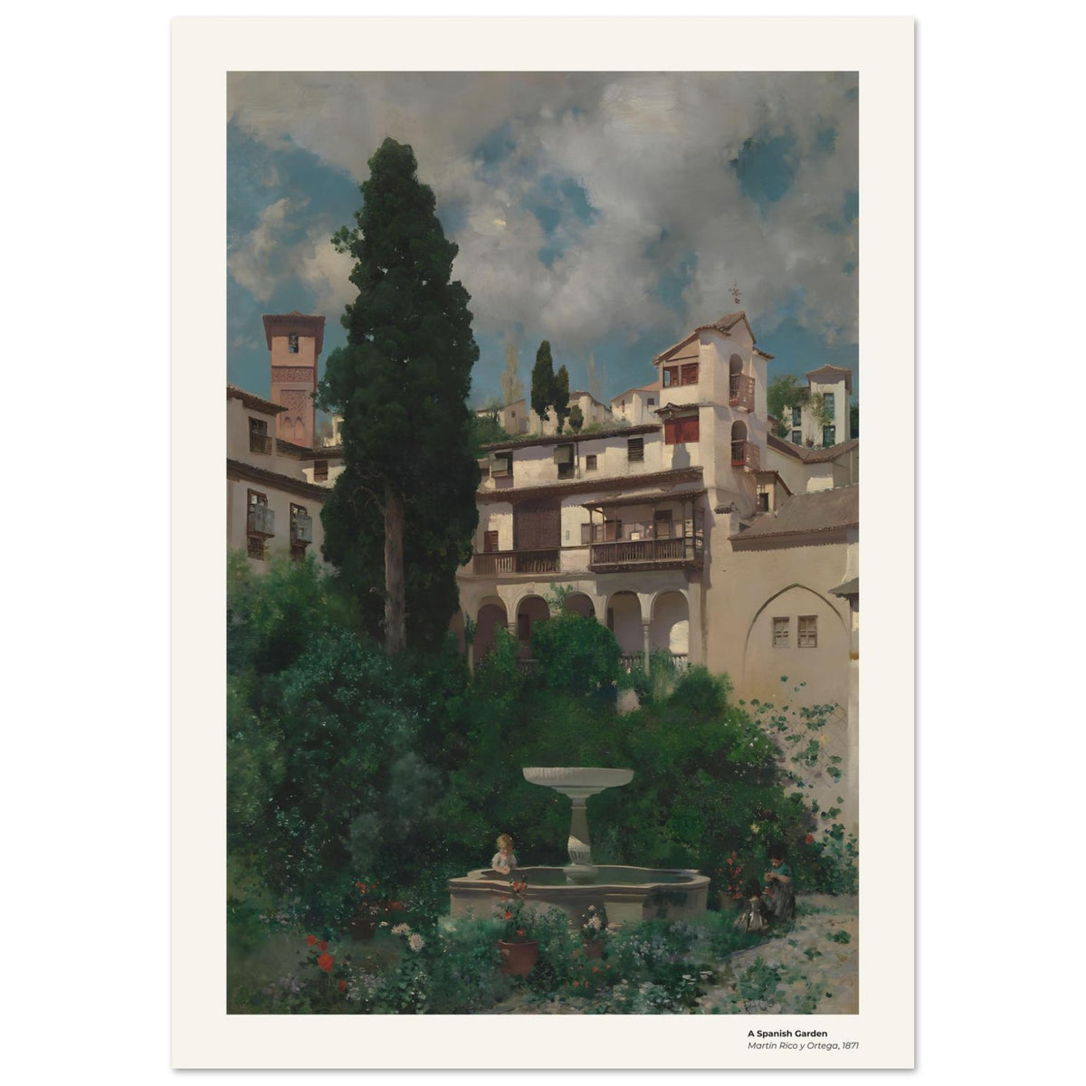 Un jardin espagnol – Martín Rico y Ortega, reproduction d'art
