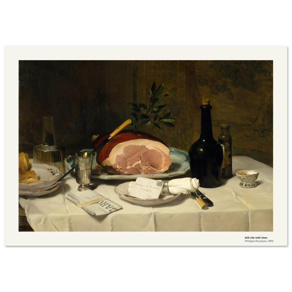 Nature morte au jambon – Philippe Rousseau, détail de la reproduction