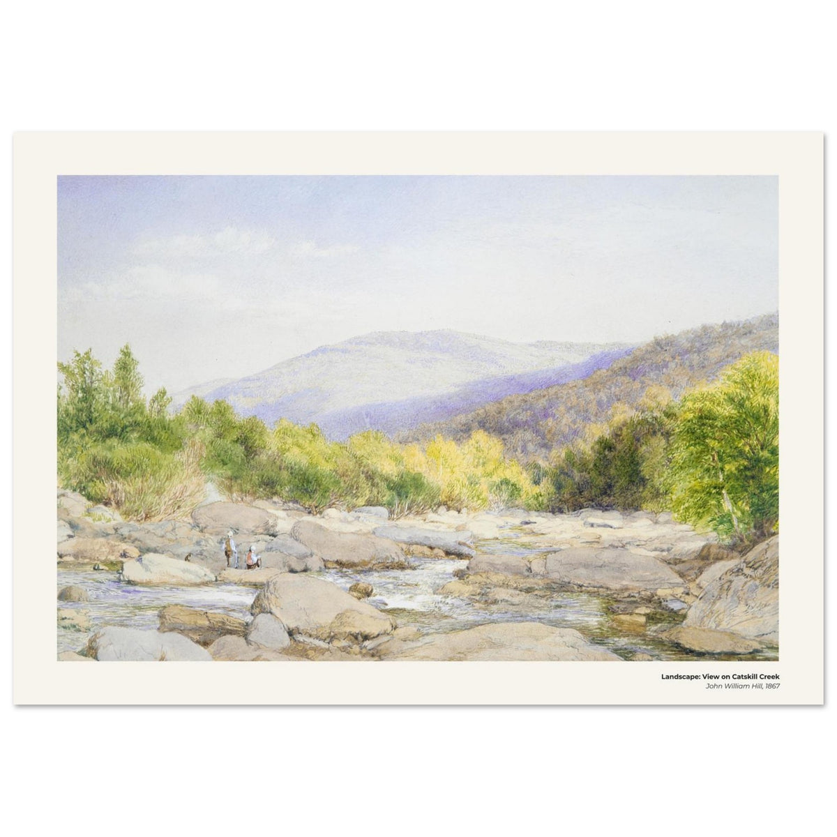Paysage : Vue sur le Catskill Creek – John William Hill, détail de la reproduction
