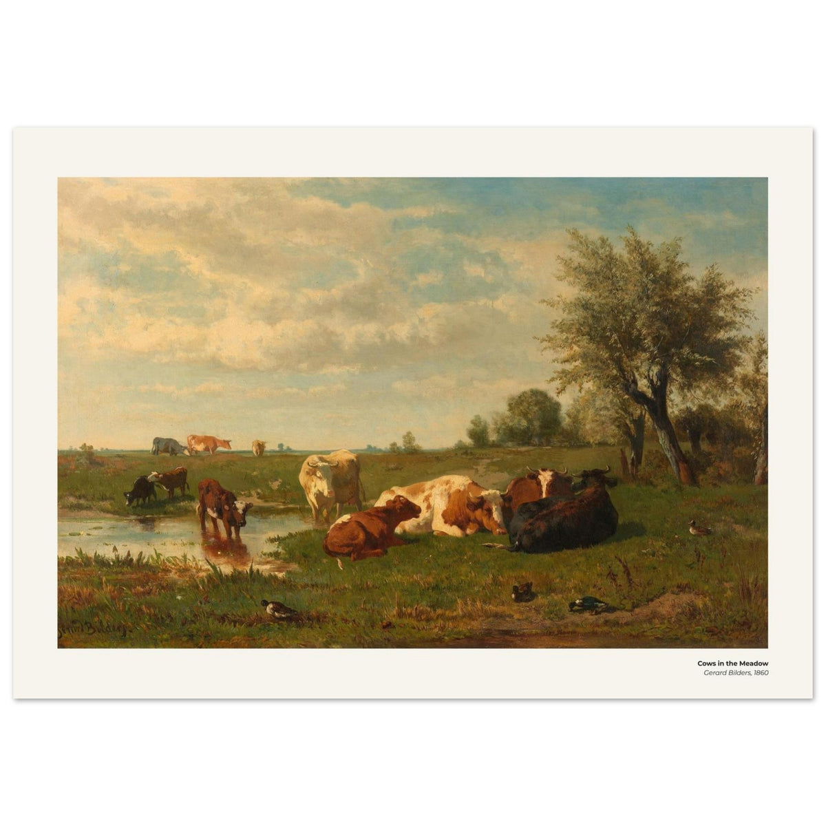 Vaches dans la prairie – Gerard Bilders, détail de la reproduction
