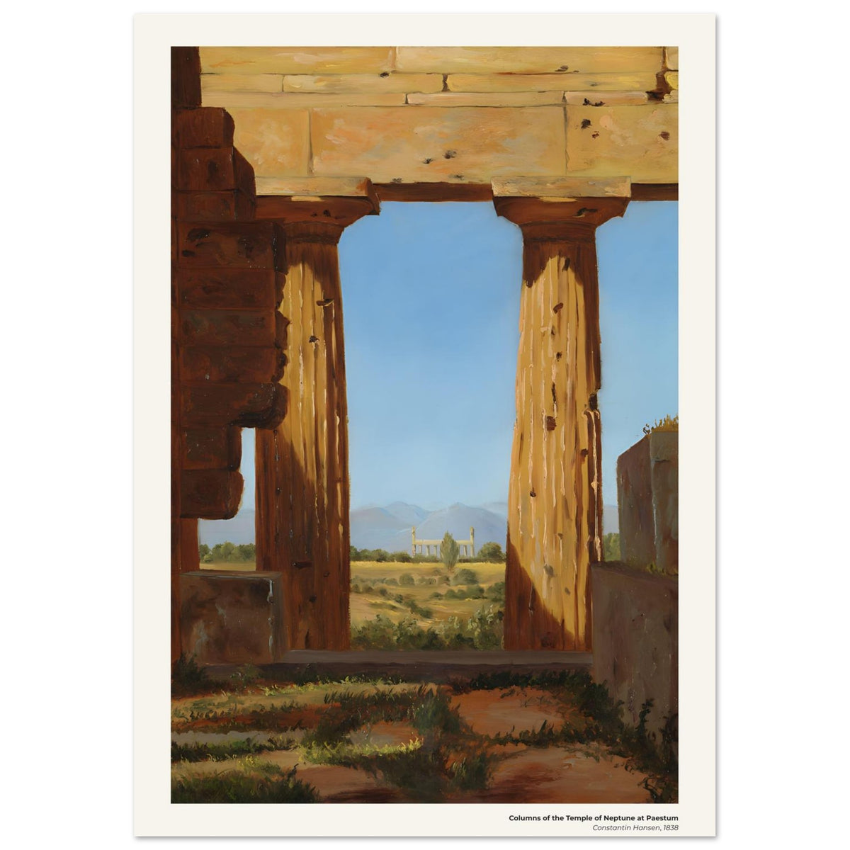 Colonnes du temple de Neptune à Paestum – Constantin Hansen, détail de la reproduction