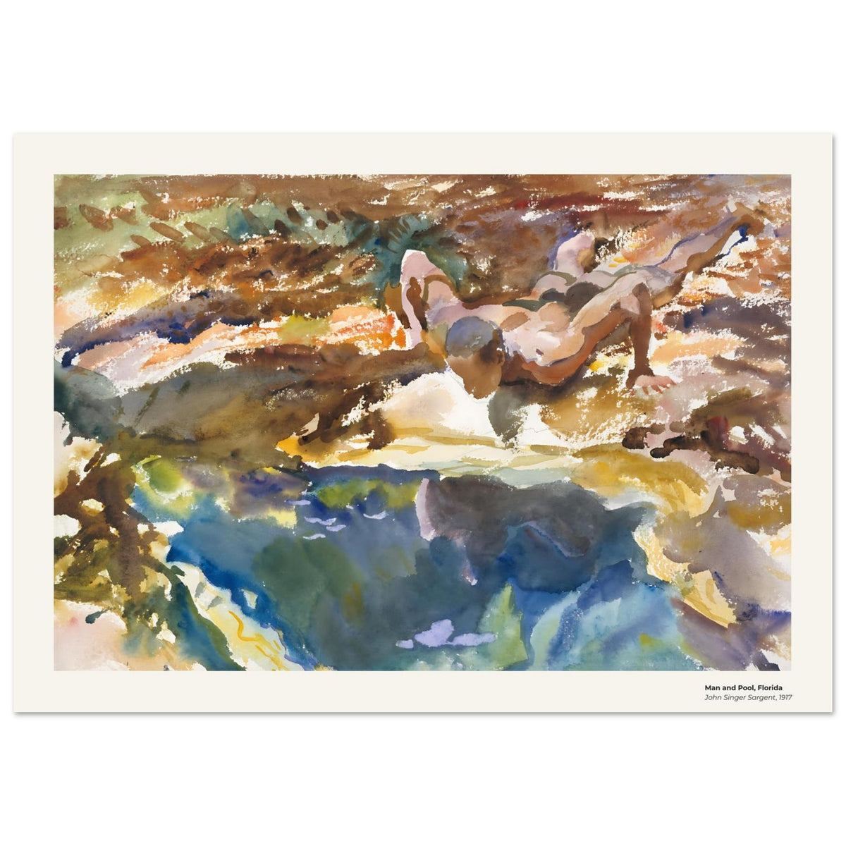 Homme et piscine, Floride – John Singer Sargent, détail de la reproduction