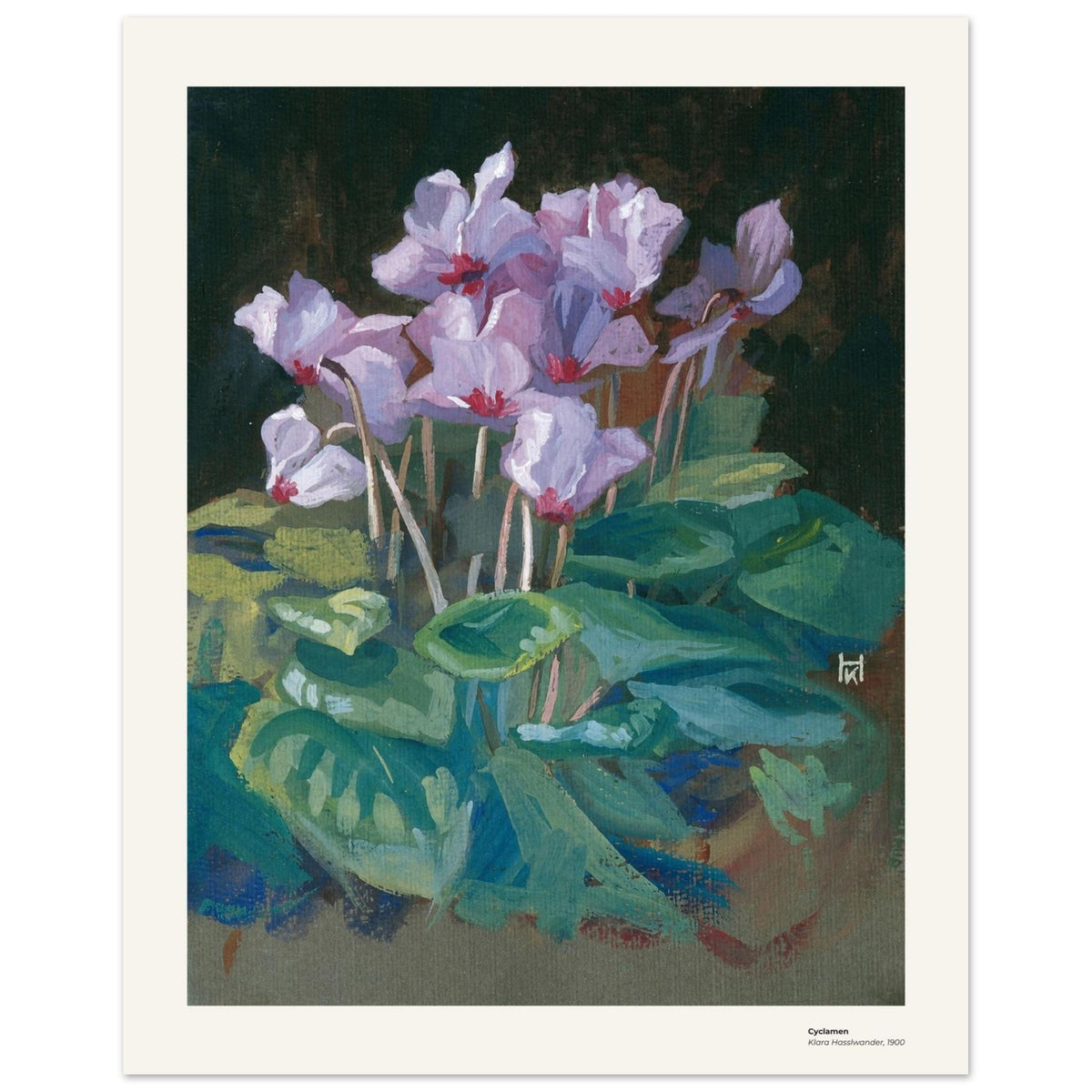 Cyclamens – Klara Hasslwander, détail de la reproduction