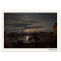 Le port de Copenhague au clair de lune – Johan Christian Dahl, détail de la reproduction