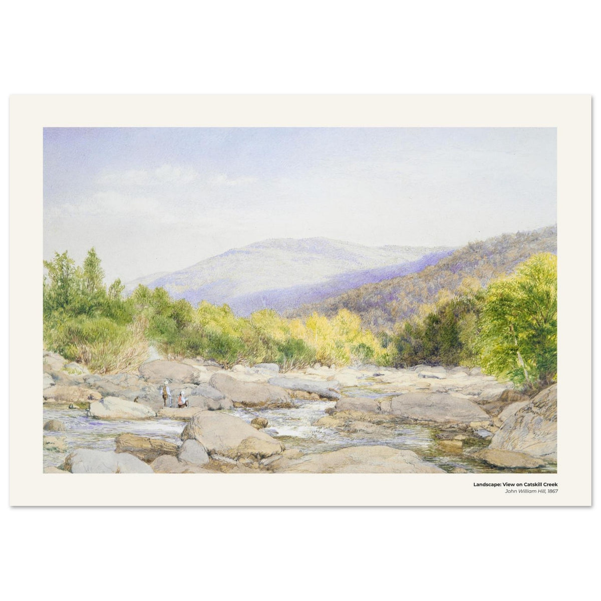 Paysage : Vue sur le Catskill Creek – John William Hill, détail de la reproduction