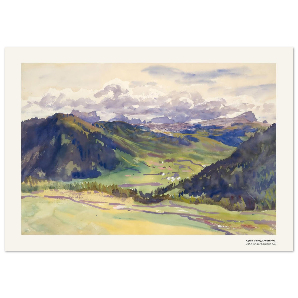 Vallée ouverte, Dolomites – John Singer Sargent, détail de la reproduction