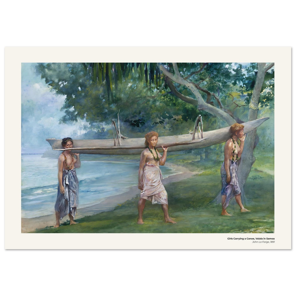 Filles portant un canot, Vaiala aux Samoa – John La Farge, détail de la reproduction