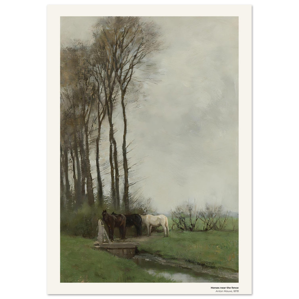 Chevaux près de la clôture – Anton Mauve, détail de la reproduction