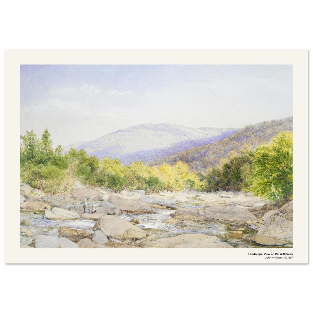 Paysage : Vue sur le Catskill Creek – John William Hill, détail de la reproduction