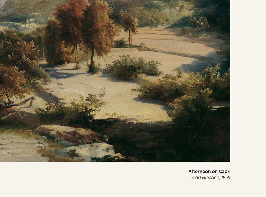 Après-midi à Capri – Carl Blechen, avec légende titre et artiste